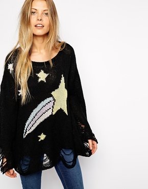 Wildfox Couture White Label Shooting Star Sweater - Black