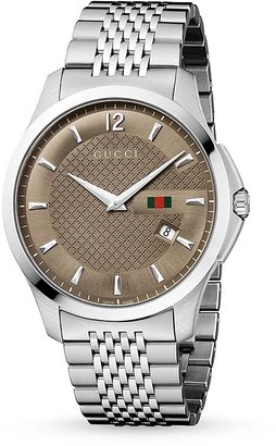 Gucci G-Timeless Stainless Steel Watch with Brown Dial, 40mm