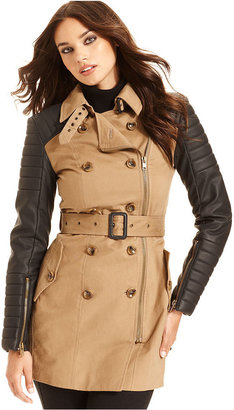 Walter W118 by Baker Long-Sleeve Quilted Faux-Leather Trench Coat