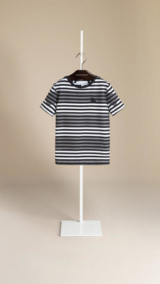 Burberry Colour Block Striped Cotton T-Shirt