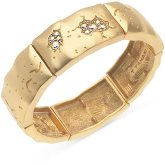 T Tahari Gold-Tone Aurora Borealis Crystal Stretch Bracelet