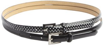 Fashion Focus Set Of 2- Black Polka Dot And Black Faux Patent Leather Belts