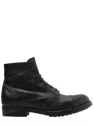 Officine Creative Hand Painted Leather Lace-Up Boots
