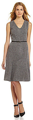 Jones New York Collection Belted Faux-Tweed Dress