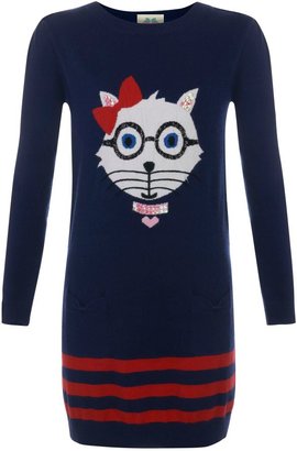 Yumi Girls Girl`s cat print jumper dress