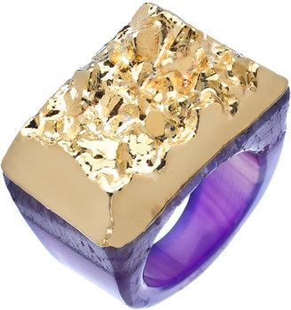 Dara Ettinger Top Dipped Gold and Purple Agate Jill Ring