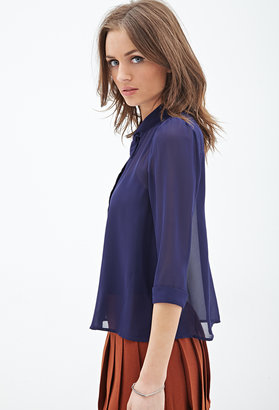 Forever 21 Tie-Neck Chiffon Blouse