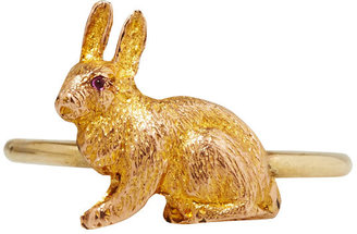 Annina Vogel Gold Victorian Ruby Eyed Bunny Ring
