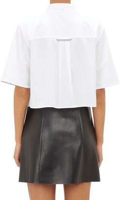 Alexander Wang T by Cropped Ripstop Shirt-White