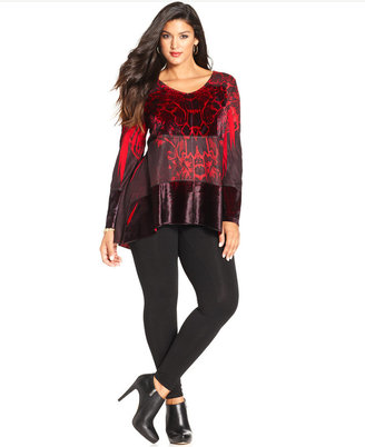 Style&Co. Plus Size V-neck Patchwork Top