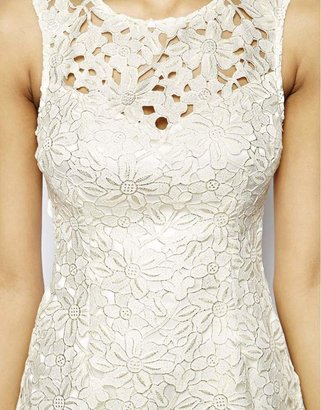 Lipsy VIP Waxed Lace Dress with Feather Trim