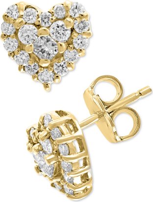 Effy Diamond Heart Stud Earrings (1/2 ct. t.w.) in 14k White, Yellow, or Rose Gold