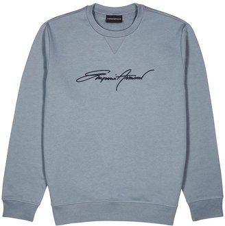 Emporio Armani Grey Logo-embroidered Jersey Sweatshirt