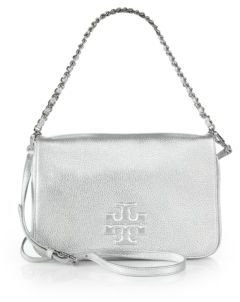 Tory Burch Thea Metallic Fold-Over Clutch with Strap