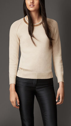 Burberry Chain Detail Wool Cashmere Sweater