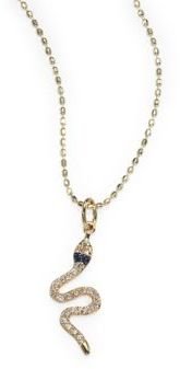 Sydney Evan Diamond, Sapphire & 14K Yellow Gold Mini Snake Necklace