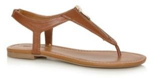 Call it SPRING Tan 'Faltys' zip detail toe post sandals