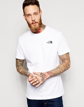 The North Face T-Shirt with Red Box Logo - white