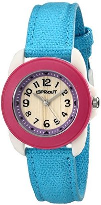 Sprout Women's ST/1060DPTQ Easy-to-Read Dial Turquoise Organic Cotton Strap Watch