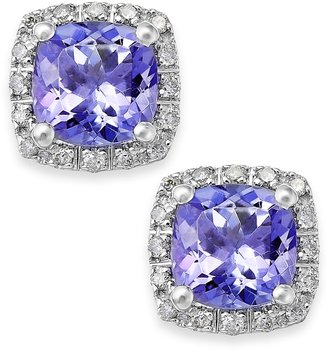 Macy's Tanzanite (1-5/8 ct. t.w.) and Diamond (1/8 ct. t.w.) Square Stud Earrings in 14k White Gold