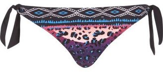 River Island Purple tribal print tie side bikini bottoms