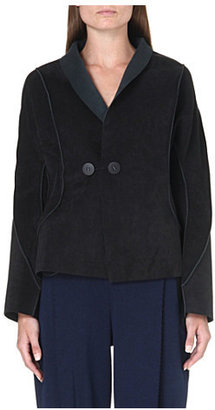Issey Miyake Structured short suede jacket Black/grey