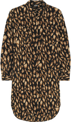 DKNY Leopard-print silk-blend shirt dress