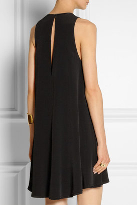 Alexander Wang T by Leather-trimmed double-layered crepe mini dress