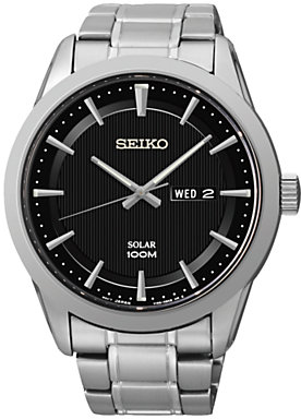 Seiko SNE363P1 Men's Solar Watch, Silver  Black