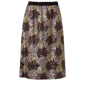 No.21 Sequin-embellished silk skirt