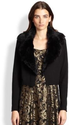 Nanette Lepore Wool Fur-Collar Cardigan