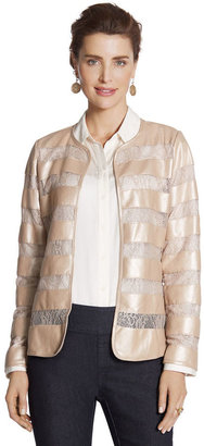 Chico's Faux-Leather Lace Inset Jacket