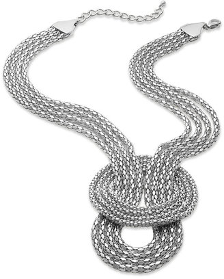 Sequin Necklace, Silver-Tone Mesh Knot Four-Row Necklace