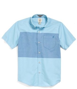Volcom 'Weirdoh Big Stripe' Woven Classic Fit Short Sleeve Button Down Shirt (Little Boys)