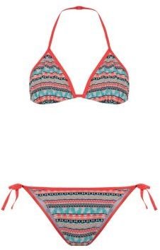 New Look Teens Red Pineapple Aztec Print Triangle Bikini