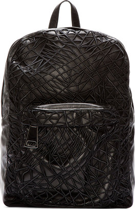 Christopher Kane Black Leather Crackle Backpack