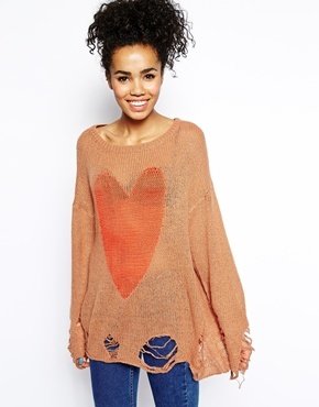 Wildfox Couture Lennon Big Heart Sweater