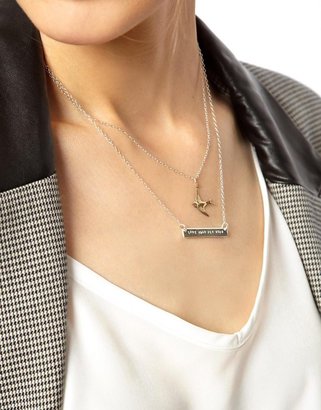 ASOS & Wear That There Sterling Silver 'Live Fast' Necklace with Gold Bird Charm