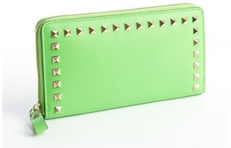 Valentino mint leather studded detail continental wallet