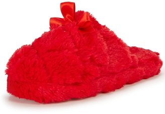 Sorbet Pippy Fluffy Bow Front Slipper Mules - Red