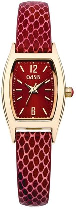 Oasis Red Dial and Red Snake Leather Strap Ladies Watch