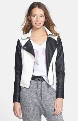 Boy Meets Girl Colorblock Faux Leather Jacket (Juniors)