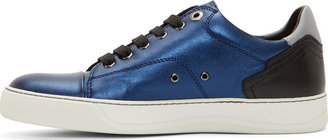 Lanvin Blue Metallic Leather Classic Sneakers