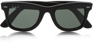 Ray-Ban The Wayfarer leather-covered acetate sunglasses