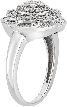 1 Carat T.w. Diamond Sterling Silver Flower Ring