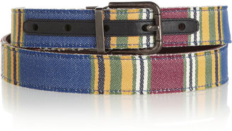 Dolce & Gabbana Striped canvas and leather belt