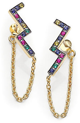 Elizabeth and James Edo Carlu Multicolor Sapphire Zigzag Chain Earrings