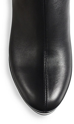 Gucci GG Leather Fur-Lined Wedge Boots