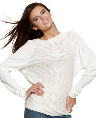 INC International Concepts Dolman-Sleeve Zebra-Print Sweater