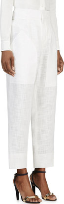 Chloé White Wide-Leg Tweed Trousers
